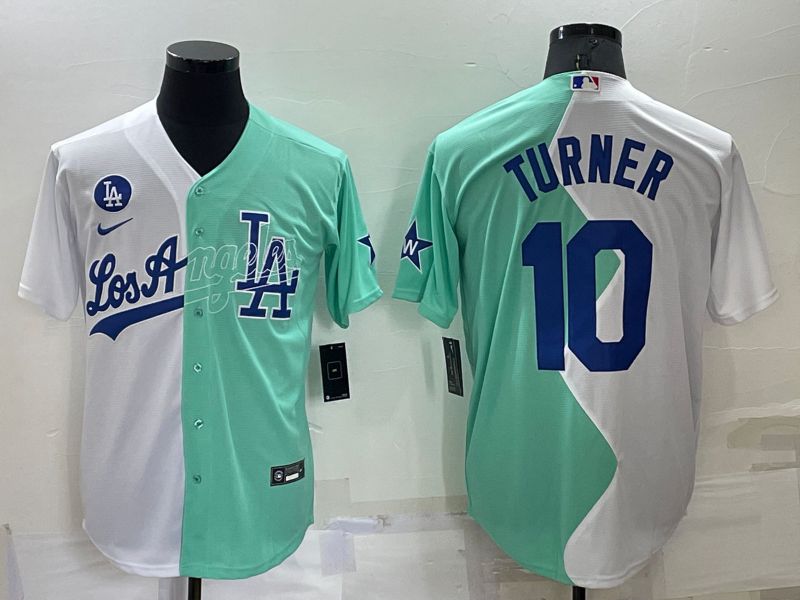 Men Los Angeles Dodgers 10 Turner green white Nike 2022 MLB Jersey